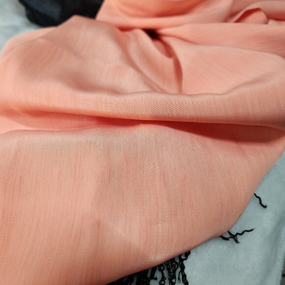 Orange Evening Scarf w/Black Fringe - Picture 6 of 8